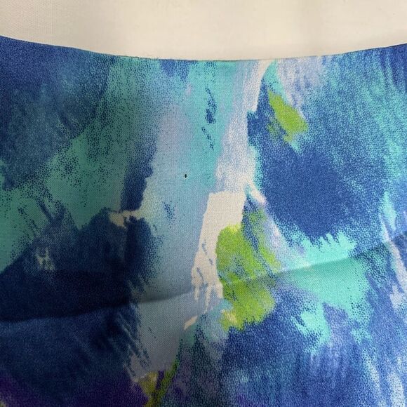 Polin Dress Career Floral Twist Neck Navy Slit 38 Asymmetrical Sleeveless - Picture 8 of 8